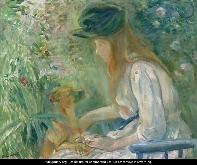 JEUNE FILLE AU CHIEN - Berthe Morisot