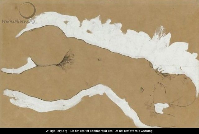 Female Nude With White Border - Egon Schiele