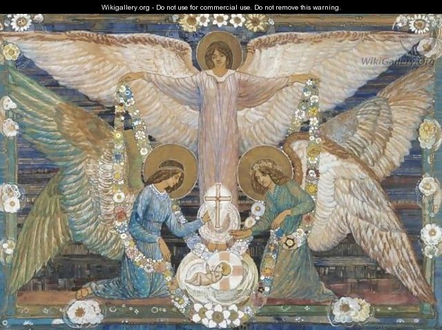 Angels Garlanding The Infant Christ - Ann Macbeth