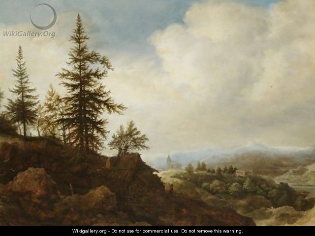 A Mountainous Landscape With A Figure Passing A Timber Shed In The Foreground - Allaert van Everdingen