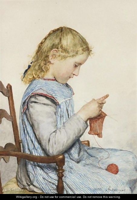 Girl Knitting, 1905 2 - Albert Anker