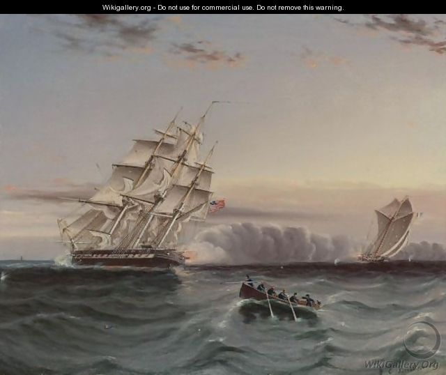 Us Frigate And Privateer - James E. Buttersworth