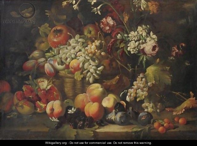 Natura Morta Di Frutta E Fiori Con Melograni E More - Abraham Brueghel