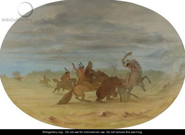 Indians Hunting The Grizzly Bear - George Catlin
