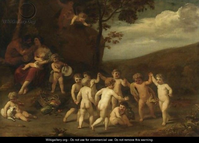 Putti Making Music And Dancing In A Landscape - Cornelis Holsteyn