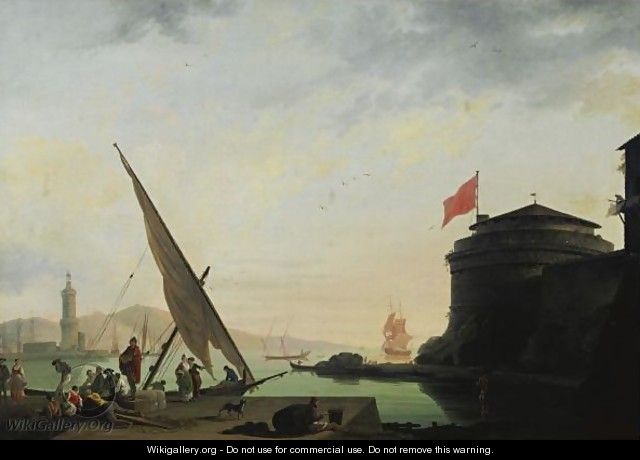 View Of A Mediterranean Harbor With Fishermen - Thomas Patch
