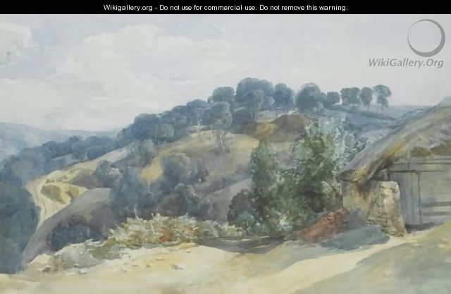 A View Of A Wooded Hillside From A Farm - John Middleton