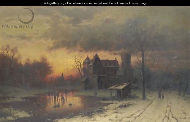 Iceskating At Sunset - Ludwig Munthe