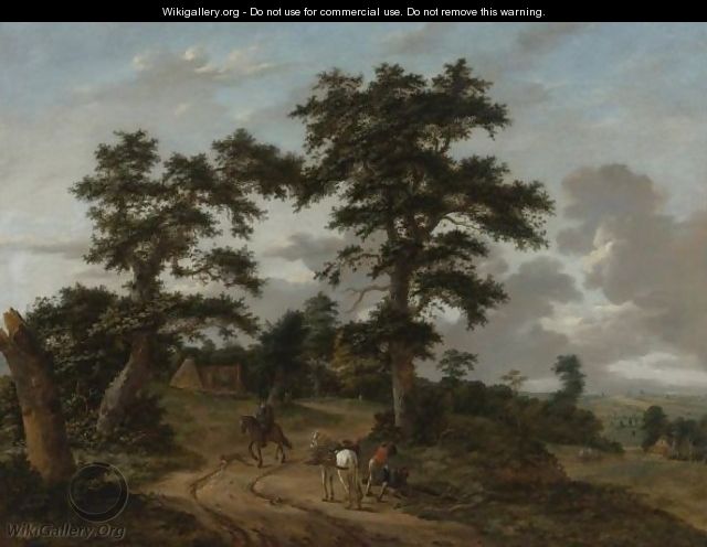 Extensive Landscape With Figures And Horses Along A Path - Haarlem School