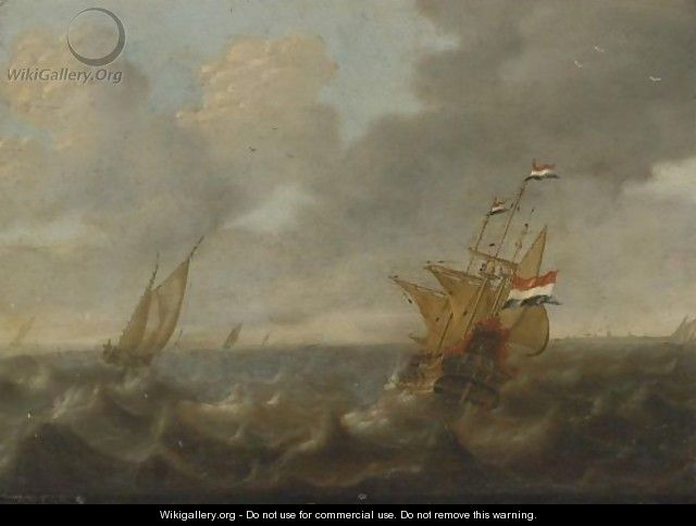 Dutch Ships On A Rough Sea - Jan Abrahamsz. Beerstraten