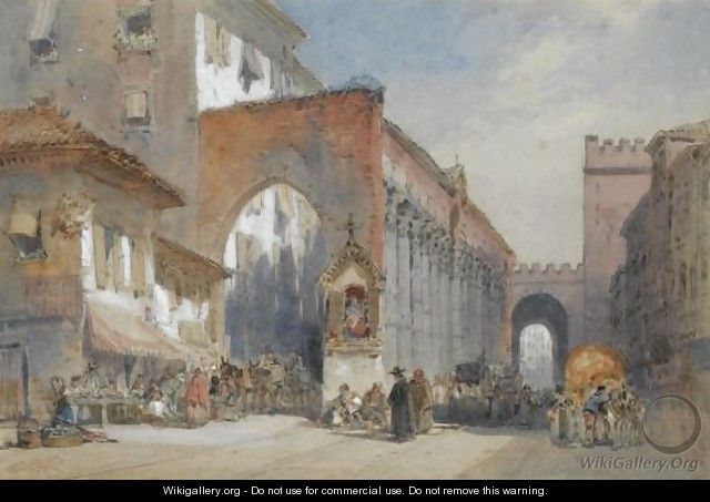 View Of The Roman Columns, San Lozenzo, Milan - William Callow
