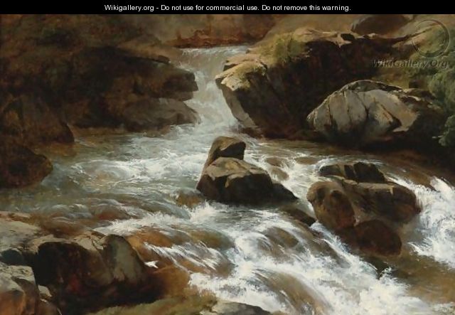A Rocky Stream With Rapids - Alexandre Calame
