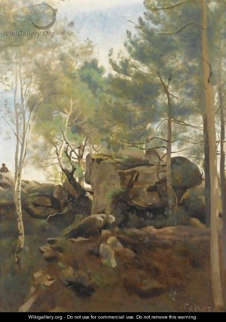 Fontainebleau. Pins Et Bouleaux Dans Les Rochers - Jean-Baptiste-Camille Corot
