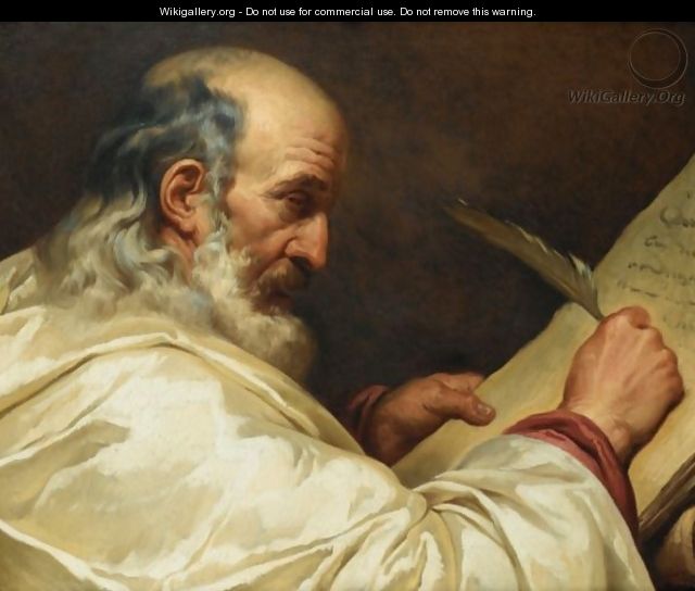 Bearded Man Writing With A Quill - (after) Gabriel Francois Doyen