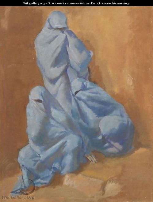 Three Women In Blue Veils - Alexander Evgenievich Yakovlev