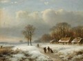 Figures In A Winter Landscape - Lodewijk Johannes Kleijn