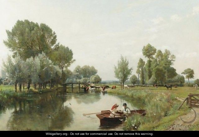 Boating In The English Countryside - Frederick George Cotman