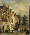 Figures In The Sunlit Streets Of A Dutch Town 2 - Cornelis Springer