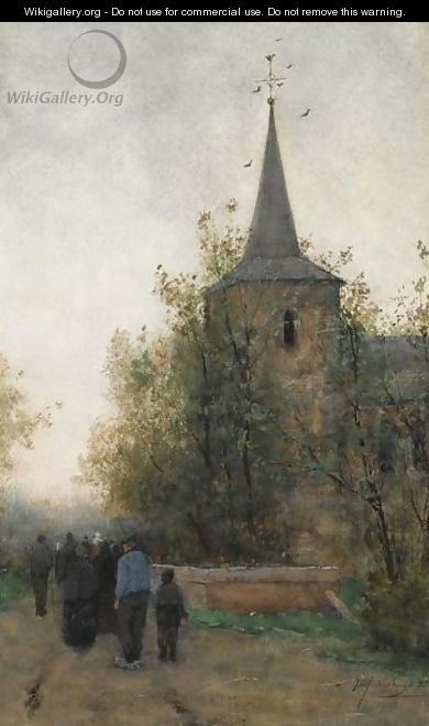 On The Way To Church - Jozef Neuhuys