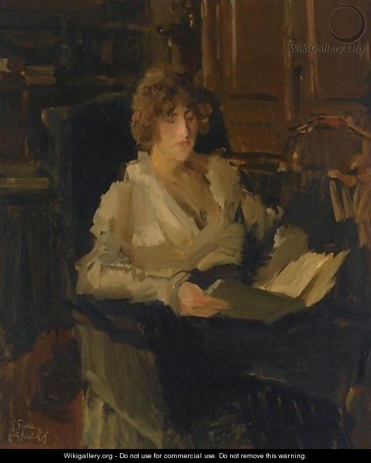A Woman In A Chair Reading - Isaac Israels
