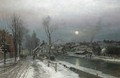 A Busy Town In Moonlight - Anders Anderson-Lundby