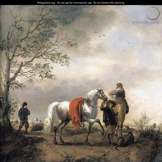 Cavalier Holding A Dappled Grey Horse - Philips Wouwerman