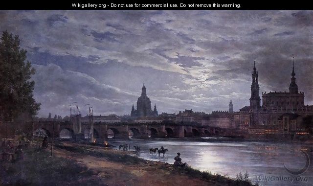 View of Dresden at Full Moon 1839 - Johan Christian Clausen Dahl