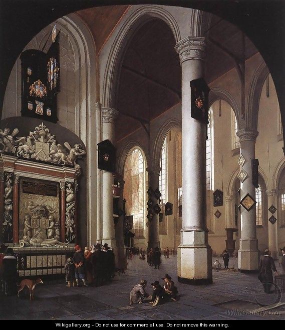 The Old Church at Delft with the Tomb of Admiral Tromp 1658 - Hendrick Van Vliet