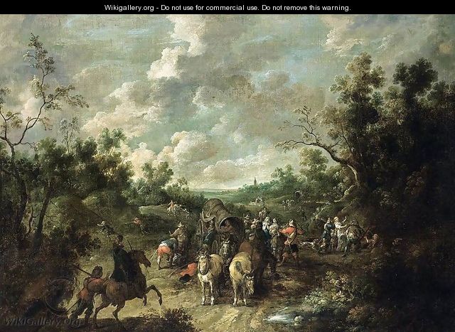 A Wooded Landscape with Travellers - Pieter Snayers