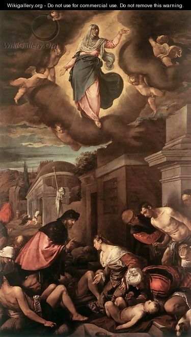 St Roche Among The Plague Victims And The Madonna In Glory 1575 - Jacopo Bassano (Jacopo da Ponte)