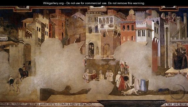 Effects Of Bad Government On The City Life (detail) - Ambrogio Lorenzetti