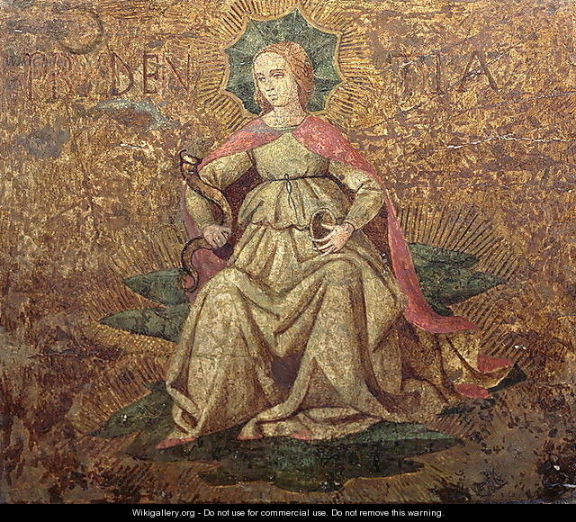 Allegory of Prudence, end panel of a cassone c.1460-65 - Apollonio di Giovanni