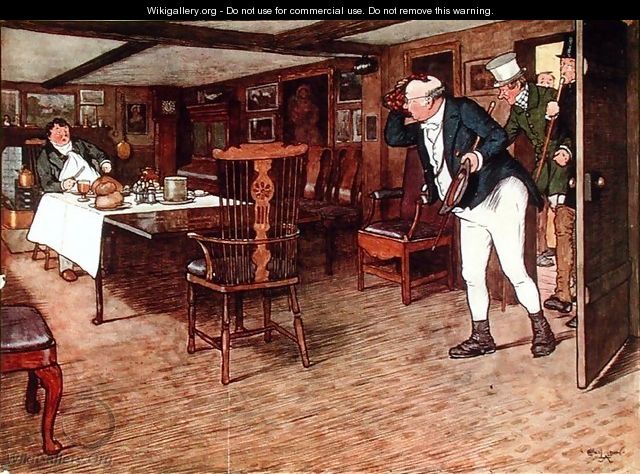 Mr Pickwick finds Mr Tupman having lunch at the Leather Bottle, Cobham (illustration to 