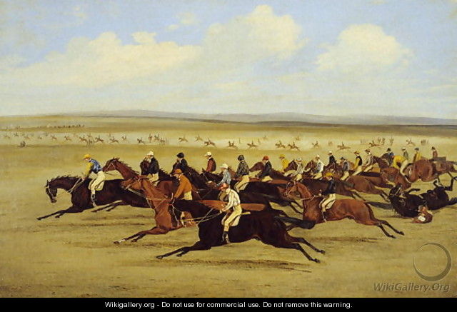 The 1850 Cambridgeshire Stakes- The Start - Henry Thomas Alken