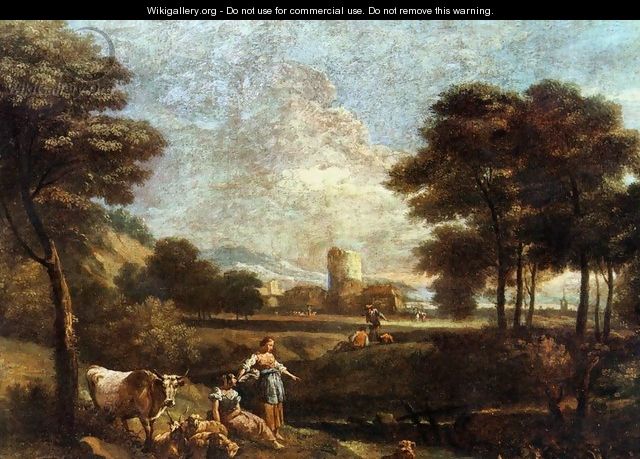 Landscape with Shepherds and Fishermen - Giuseppe Zais