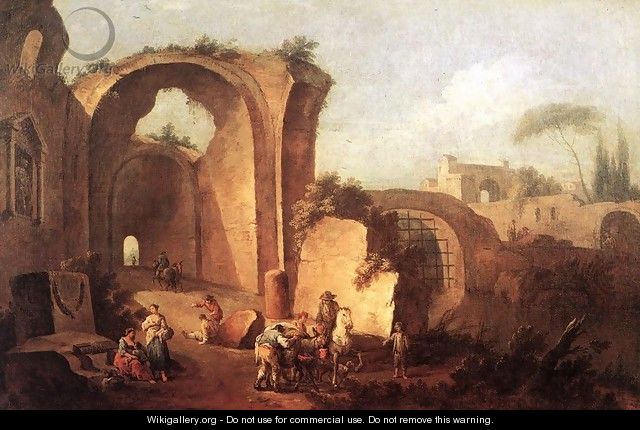 Landscape with Ruins and Archway 1730 - Giuseppe Zais