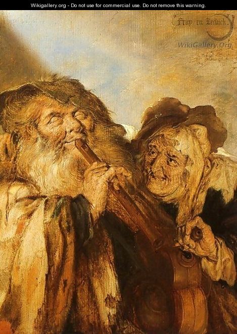 Beggars Playing Pipes & a Hurdy-Gurdy (The Beautiful and the Ugly) - Adriaen Pietersz. Van De Venne