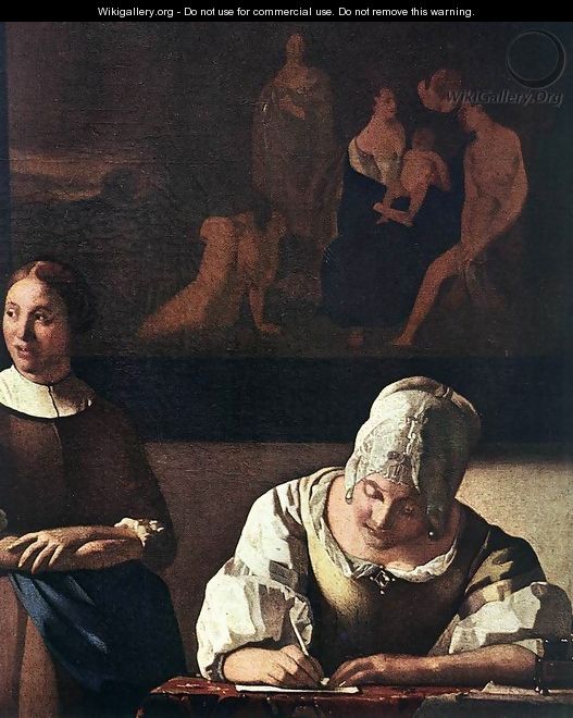 Lady Writing a Letter with Her Maid (detail-1) c. 1670 - Jan Vermeer Van Delft