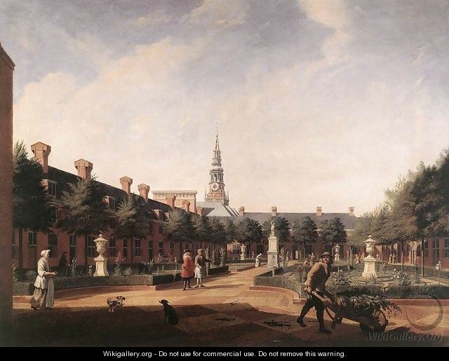 The Courtyard of the Proveniershof c. 1735 - Vincent Laurensz van der Vinne II