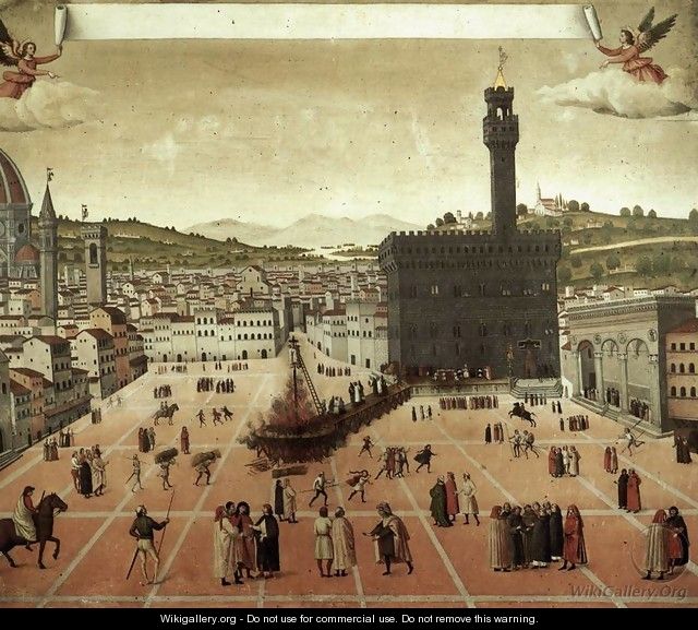 Execution of Savonarola on the Piazza della Signoria 1498 - Italian Unknown Masters