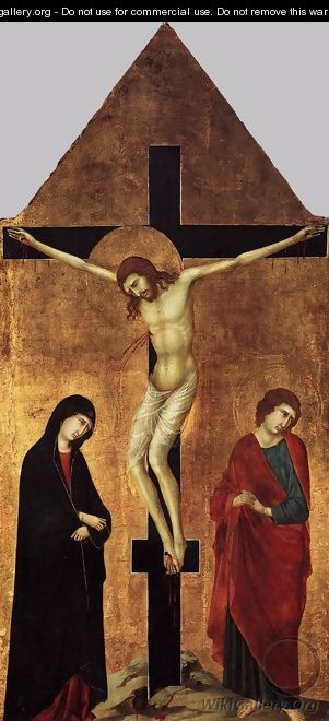 Crucifixion with the Virgin and St John the Evangelist - Ugolino Di Nerio (Da Siena)