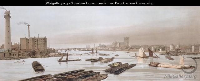 Westminster from Waterloo Bridge, incorporating the Shot Tower, 1842 - Thomas Shotter Boys