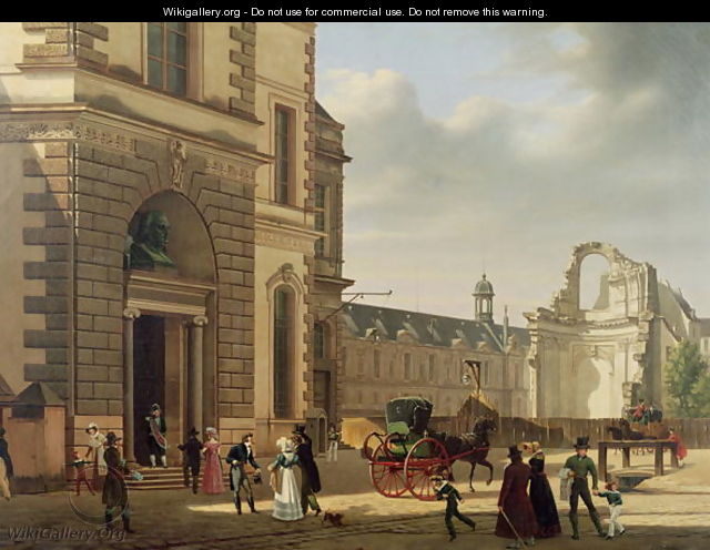 The Entrance to the Musee de Louvre and St. Louis Church, 1822 - Etienne Bouhot