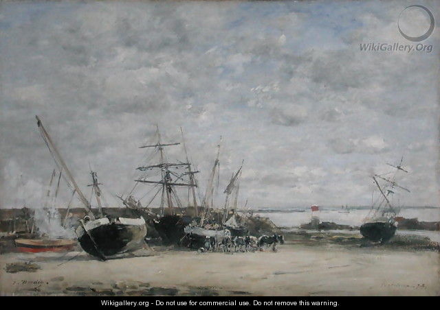 Vessels and Horses on the Shoreline - Eugène Boudin