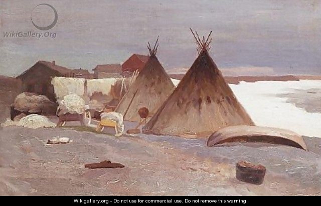Encampment in the snow 1906 - Alexandr Alekseevich Borisov
