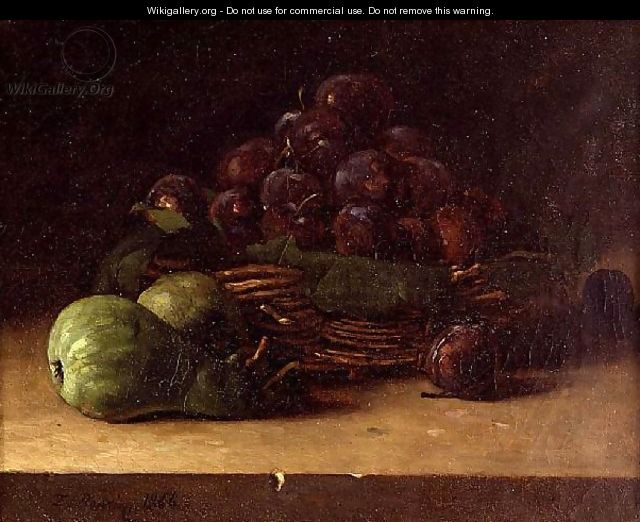 Still life with a basket of prunes 1866 - François Bonvin