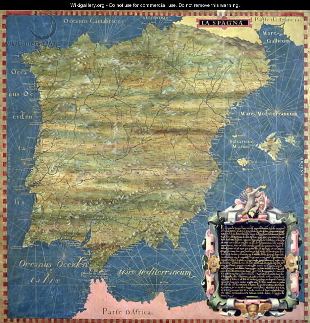 Map of Sixteenth Century Spain, from the 