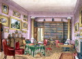 Library, Vinters, f.16 from an 'Album of Interiors' 1843 - Charlotte Bosanquet