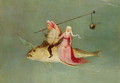 The Temptation of St. Anthony, right hand panel (detail of a couple riding a fish) - Hieronymous Bosch