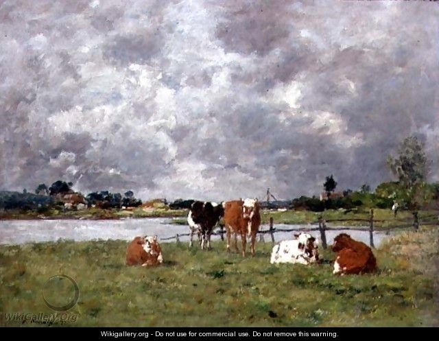 Cows in a Field under a Stormy Sky, 1877 - Eugène Boudin